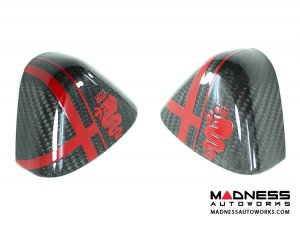 Alfa Romeo 4C Carbon Fiber Upper Safety Belt Ring Cover - w/ Red Alfa Logo